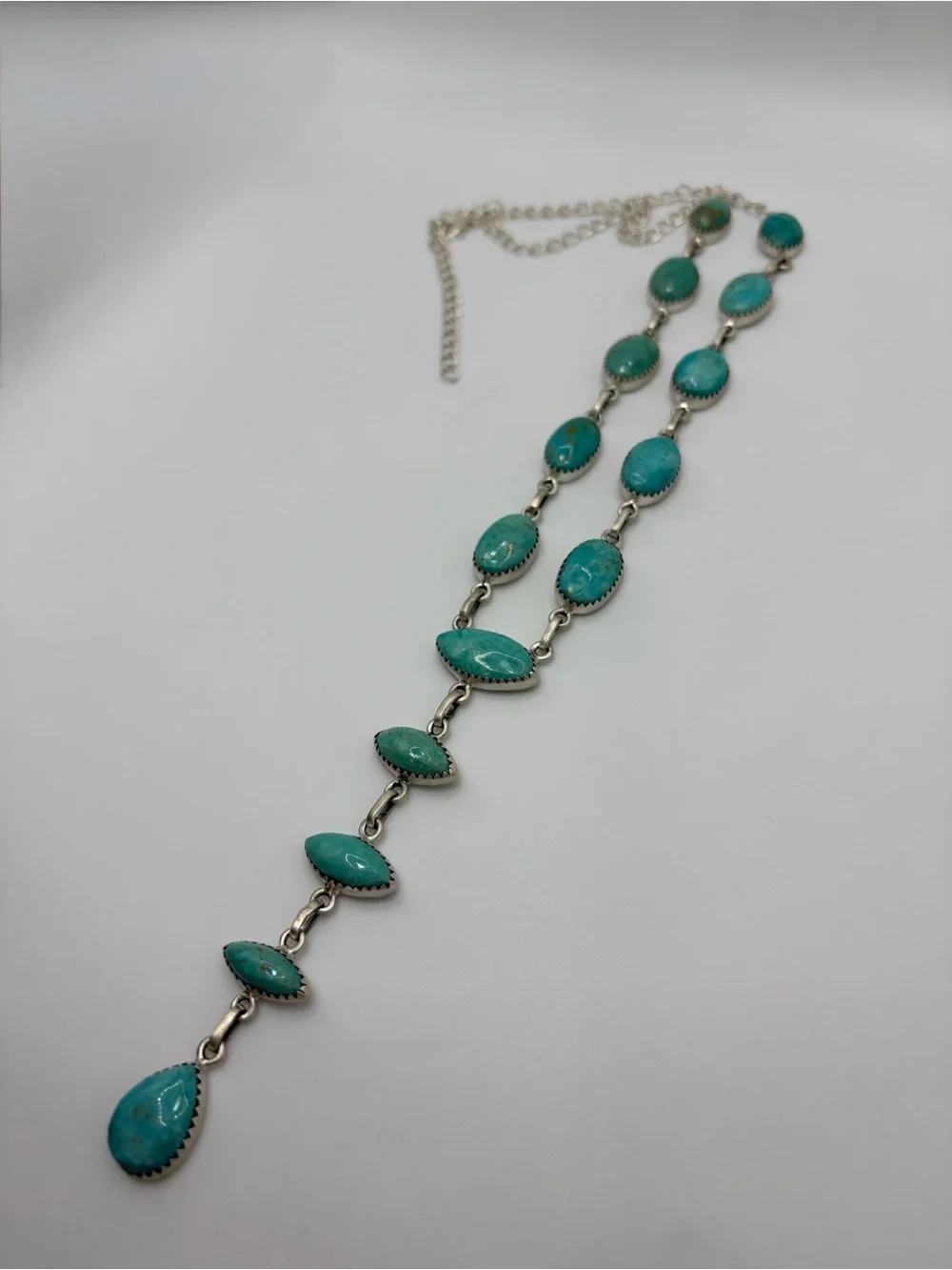 925 Sterling Silver Hachita Turquoise “Y” Necklace